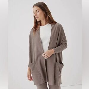 Pact Women's Taupe Brown Cardigan Sweater
